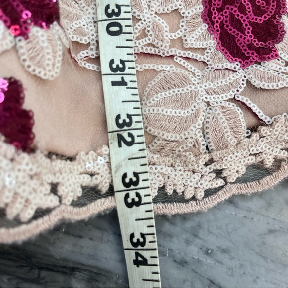 Dress the Population Stephanie Lace Sequin Red Tan Cocktail Dress Size Large - Picture 9 of 11